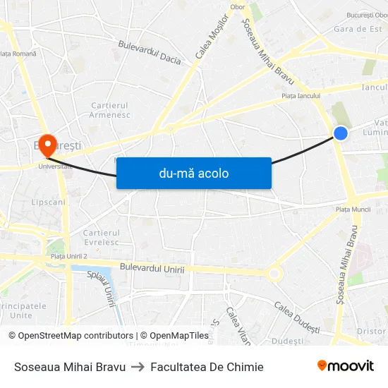 Harta de Soseaua Mihai Bravu către Facultatea De Chimie