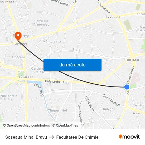 Harta de Soseaua Mihai Bravu către Facultatea De Chimie