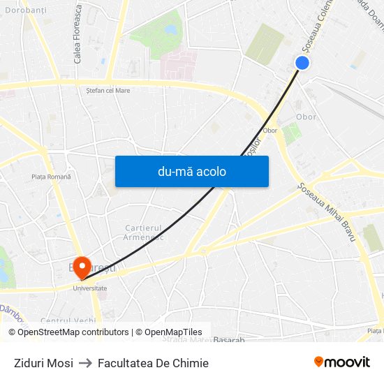 Harta de Ziduri Mosi către Facultatea De Chimie