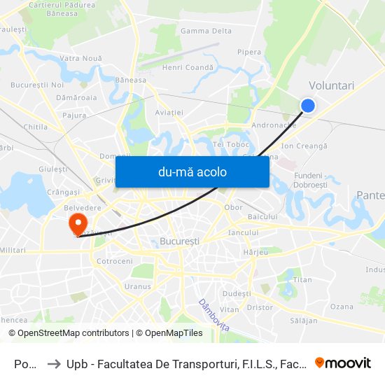 Harta de Popasului către Upb - Facultatea De Transporturi, F.I.L.S., Facultatea De Știință Și Ingineria Materialelor