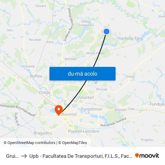 Harta de Gruiu-Lipia către Upb - Facultatea De Transporturi, F.I.L.S., Facultatea De Știință Și Ingineria Materialelor