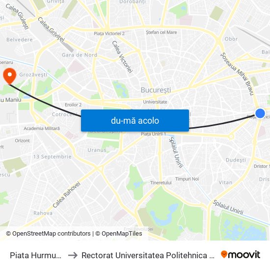 Harta de Piata Hurmuzachi către Rectorat Universitatea Politehnica București