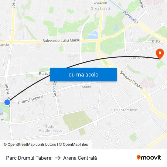Harta de Parc Drumul Taberei către Arena Centrală