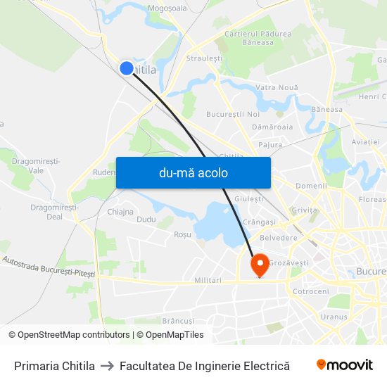 Harta de Primaria Chitila către Facultatea De Inginerie Electrică