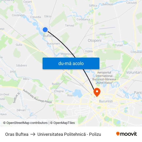 Harta de Oras Buftea către Universitatea Politehnică - Polizu