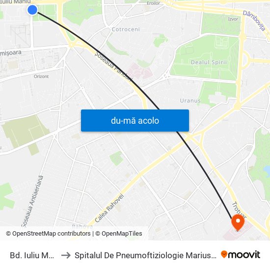 Harta de Bd. Iuliu Maniu către Spitalul De Pneumoftiziologie Marius Nasta