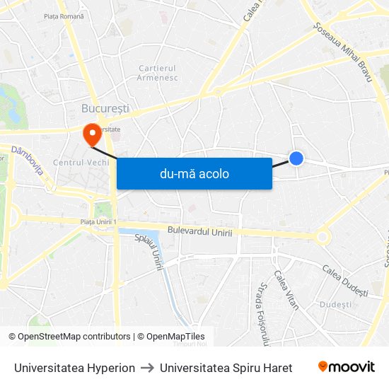 Harta de Universitatea Hyperion către Universitatea Spiru Haret