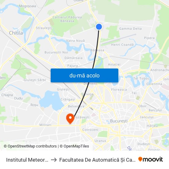 Harta de Institutul Meteorologic către Facultatea De Automatică Și Calculatoare