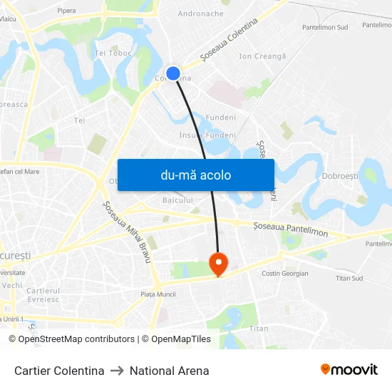 Harta de Cartier Colentina către National Arena