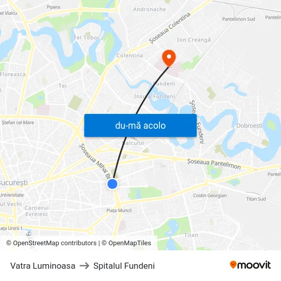 Harta de Vatra Luminoasa către Spitalul Fundeni