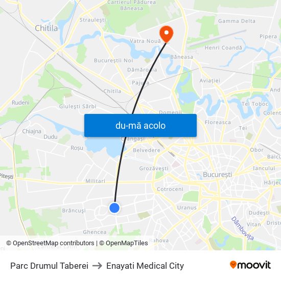 Harta de Parc Drumul Taberei către Enayati Medical City