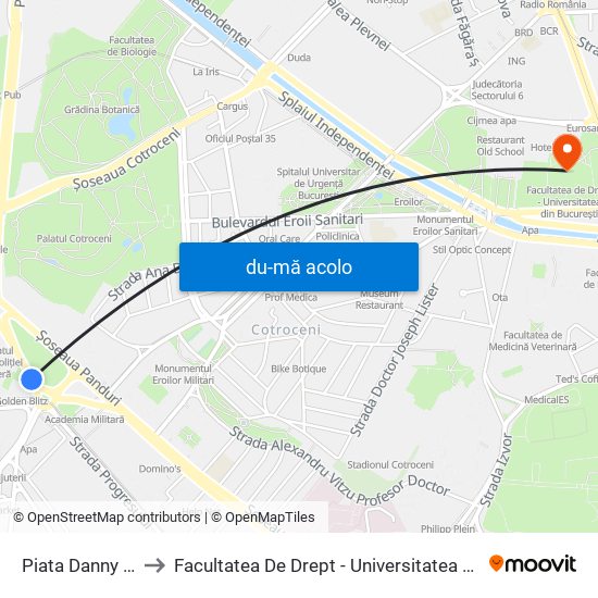 Harta de Piata Danny Huwe către Facultatea De Drept - Universitatea Din București