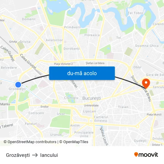 Harta de Grozăvești către Iancului