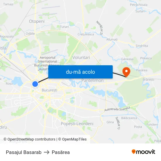 Harta de Pasajul Basarab către Pasărea