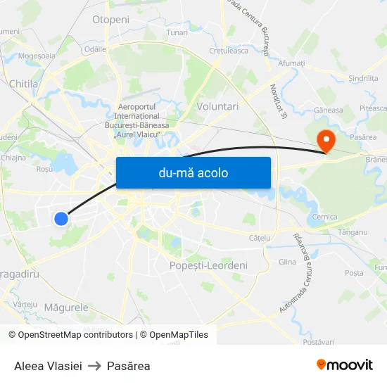 Harta de Aleea Vlasiei către Pasărea