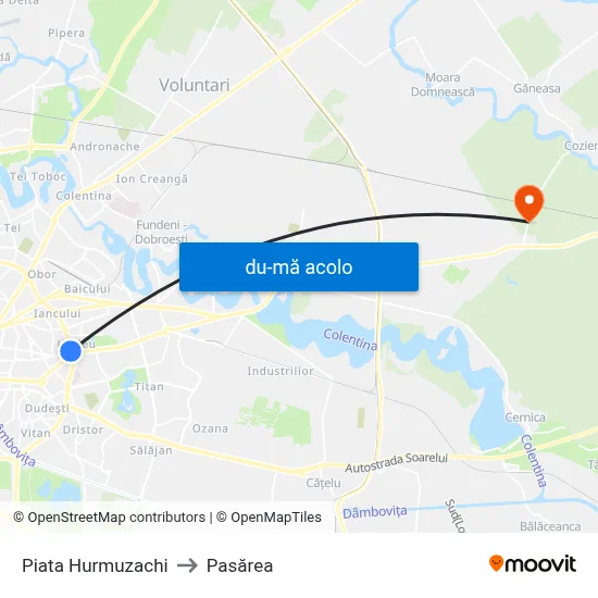 Harta de Piata Hurmuzachi către Pasărea