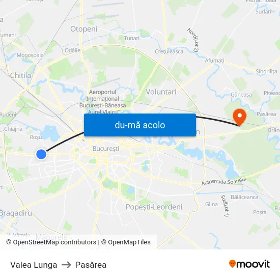 Harta de Valea Lunga către Pasărea