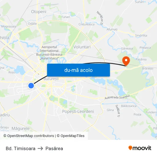 Harta de Bd. Timisoara către Pasărea