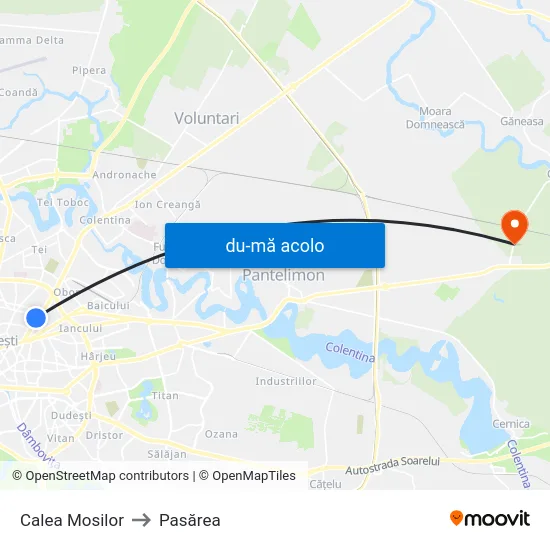Harta de Calea Mosilor către Pasărea