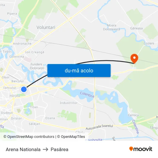 Harta de Arena Nationala către Pasărea