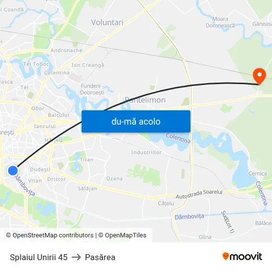 Harta de Splaiul Unirii 45 către Pasărea