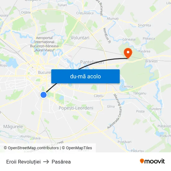 Harta de Eroii Revoluției către Pasărea