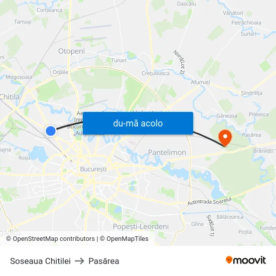 Harta de Soseaua Chitilei către Pasărea