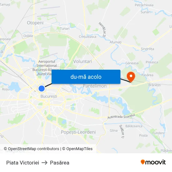 Harta de Piata Victoriei către Pasărea