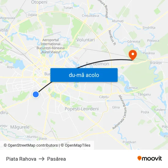 Harta de Piata Rahova către Pasărea