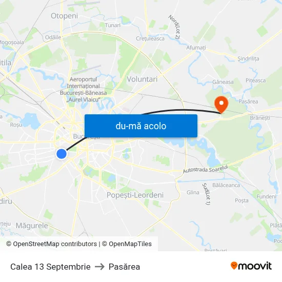 Harta de Calea 13 Septembrie către Pasărea