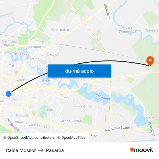 Harta de Calea Mosilor către Pasărea