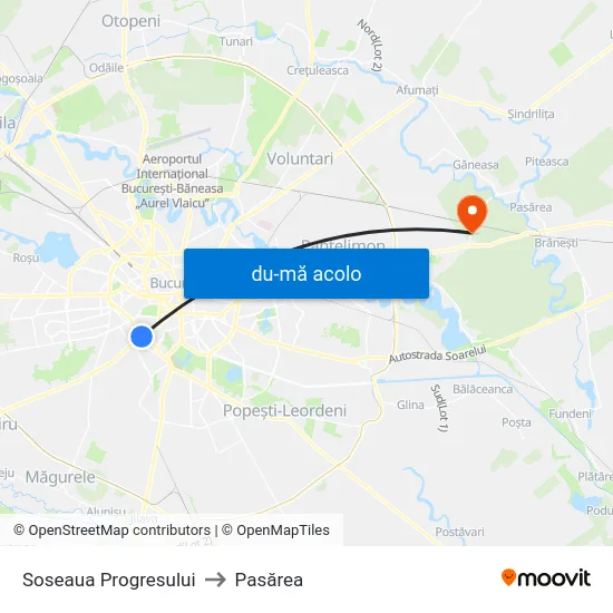 Harta de Soseaua Progresului către Pasărea