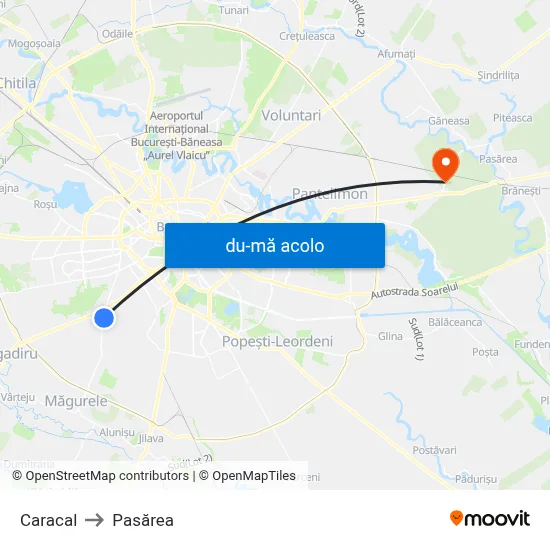 Harta de Caracal către Pasărea