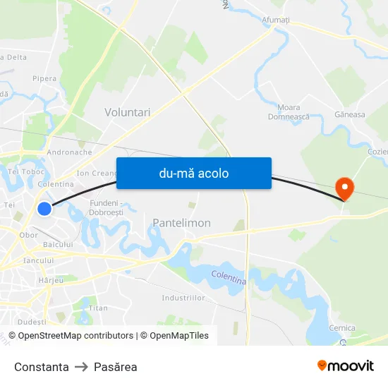 Harta de Constanta către Pasărea