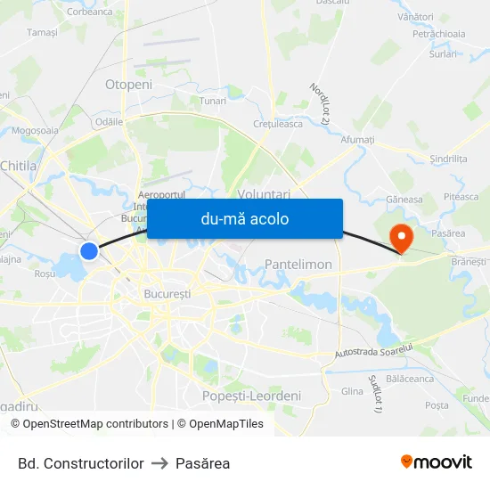 Harta de Bd. Constructorilor către Pasărea