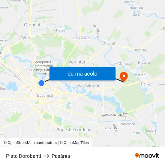 Harta de Piata Dorobanti către Pasărea