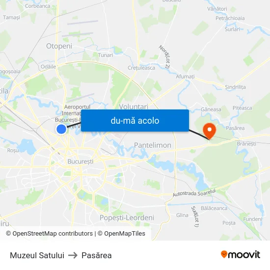 Harta de Muzeul Satului către Pasărea