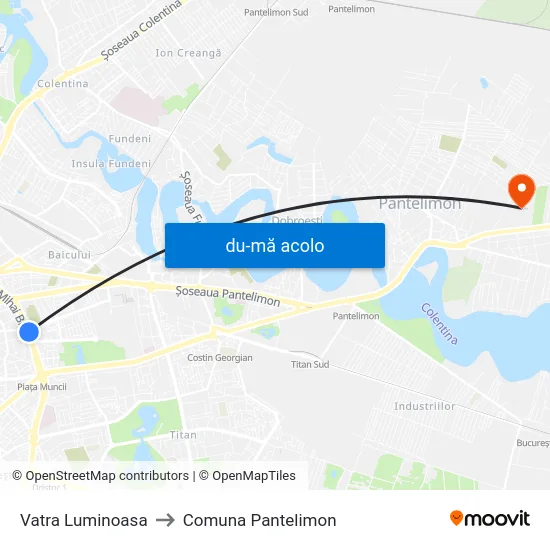 Harta de Vatra Luminoasa către Comuna Pantelimon