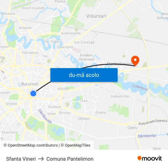 Harta de Sfanta Vineri către Comuna Pantelimon