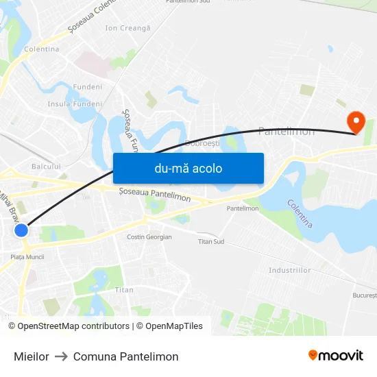 Harta de Mieilor către Comuna Pantelimon