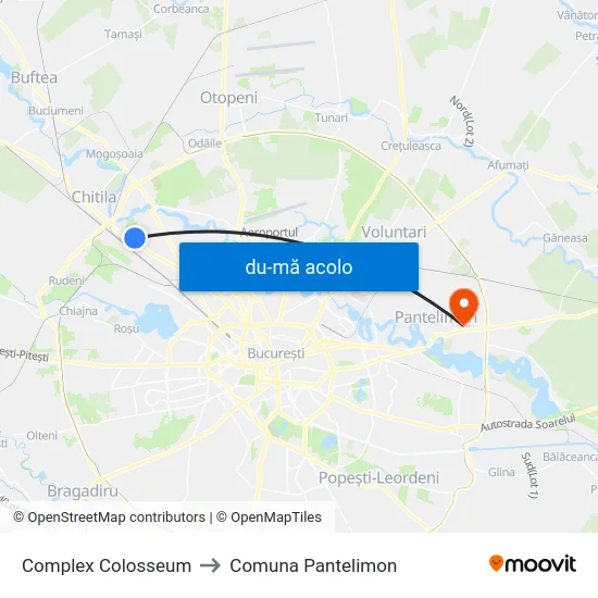 Harta de Complex Colosseum către Comuna Pantelimon