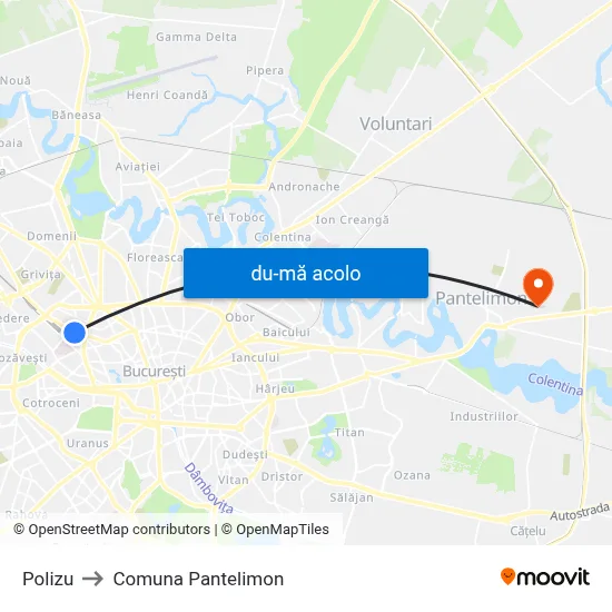 Harta de Polizu către Comuna Pantelimon
