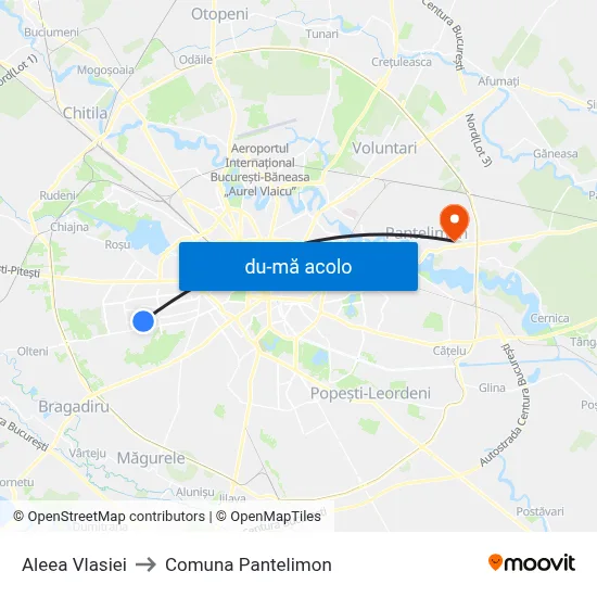 Harta de Aleea Vlasiei către Comuna Pantelimon