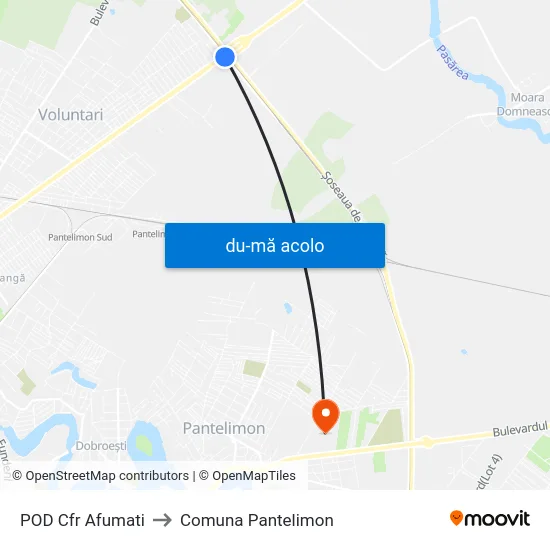 Harta de POD Cfr Afumati către Comuna Pantelimon
