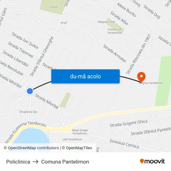 Harta de Policlinica către Comuna Pantelimon