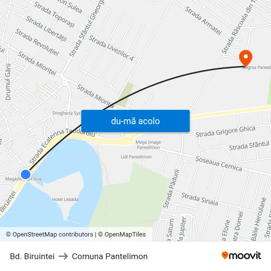 Harta de Bd. Biruintei către Comuna Pantelimon