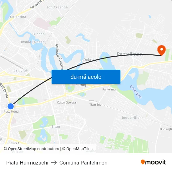 Harta de Piata Hurmuzachi către Comuna Pantelimon