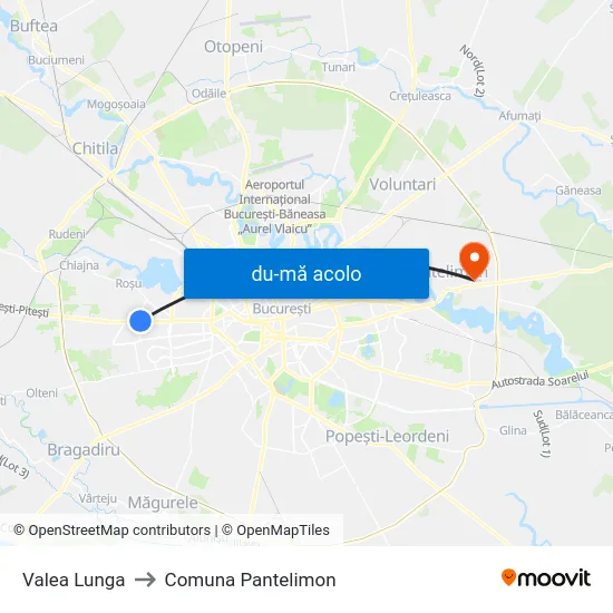 Harta de Valea Lunga către Comuna Pantelimon