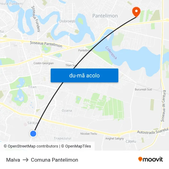 Harta de Malva către Comuna Pantelimon