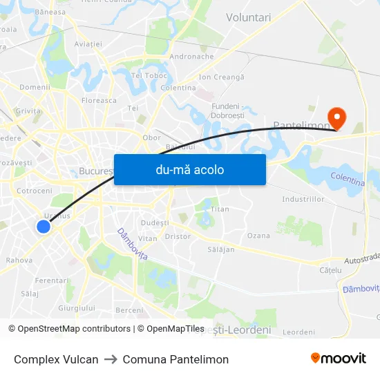 Harta de Complex Vulcan către Comuna Pantelimon
